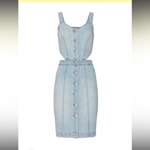 Stylish Denim Button-Down Dress cutout blank nyc wake me up spring classic boho